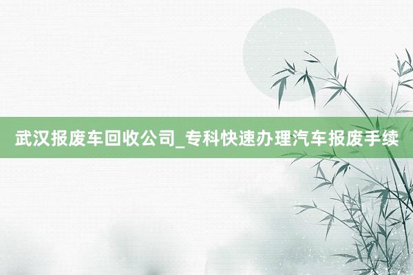 武汉报废车回收公司_专科快速办理汽车报废手续