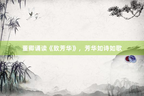 董卿诵读《致芳华》，芳华如诗如歌